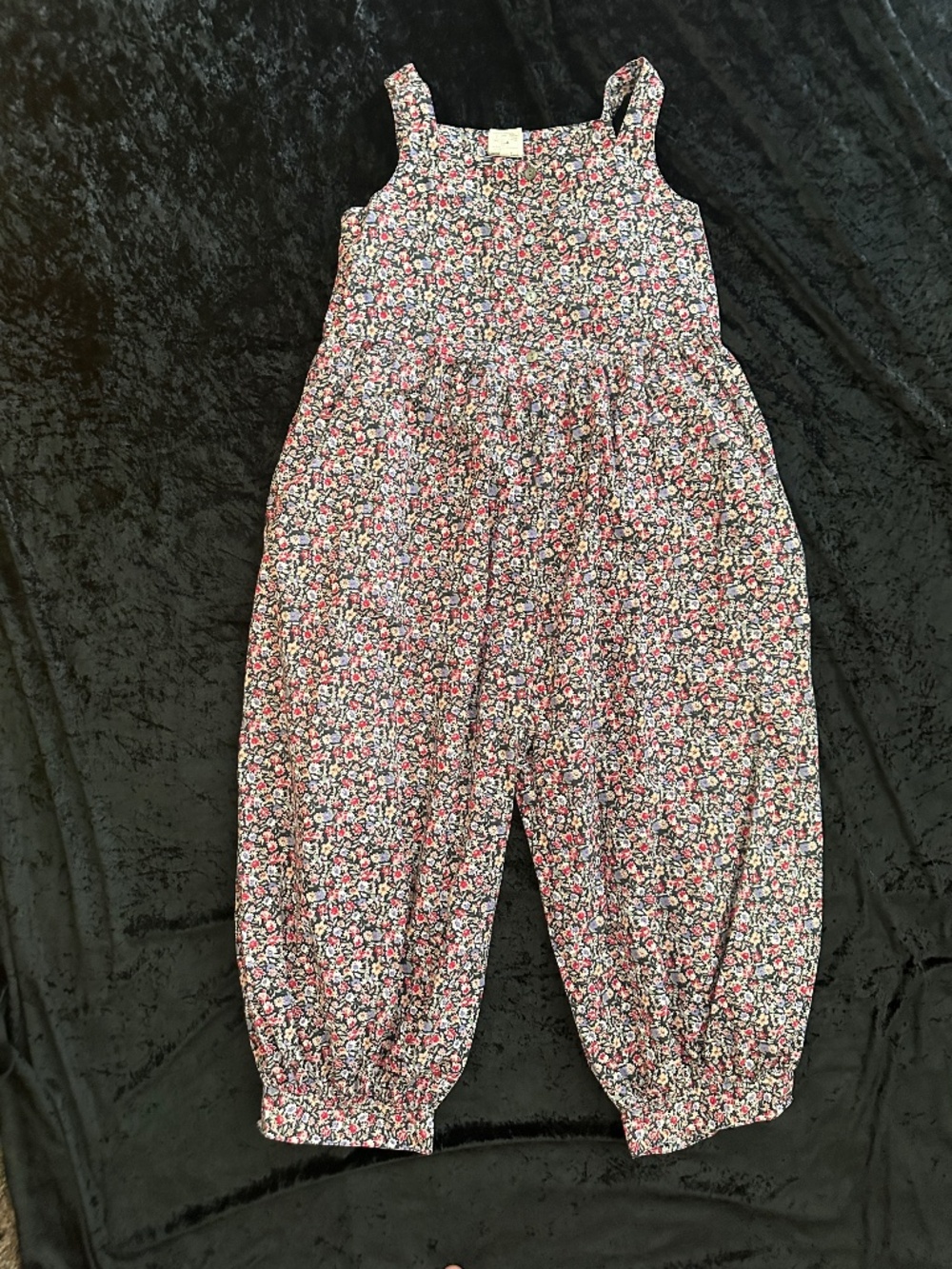 Laura Ashley Vintage Floral Smocked 100% Cotton Jumpsuit size Large
